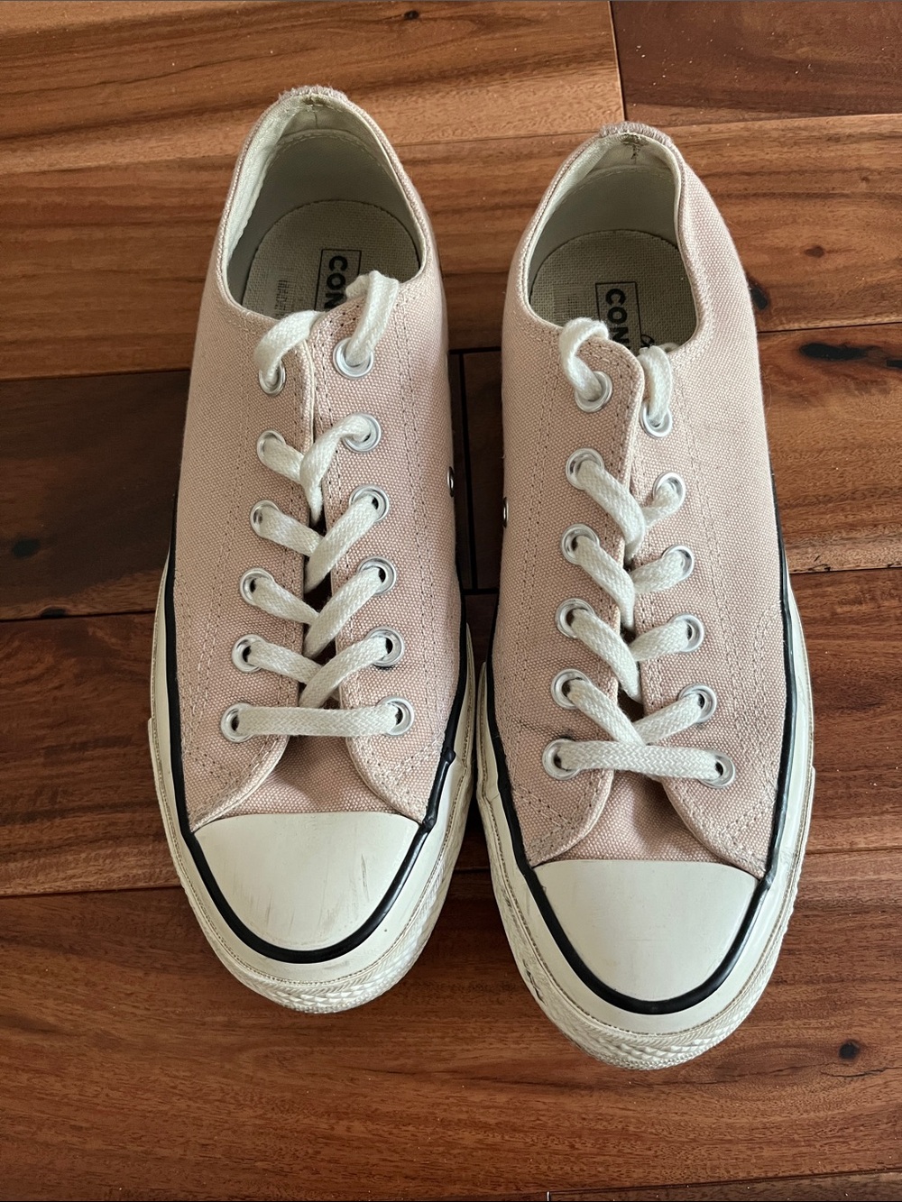 Converse Low Top Canvas Sneakers in Blush Pink and White